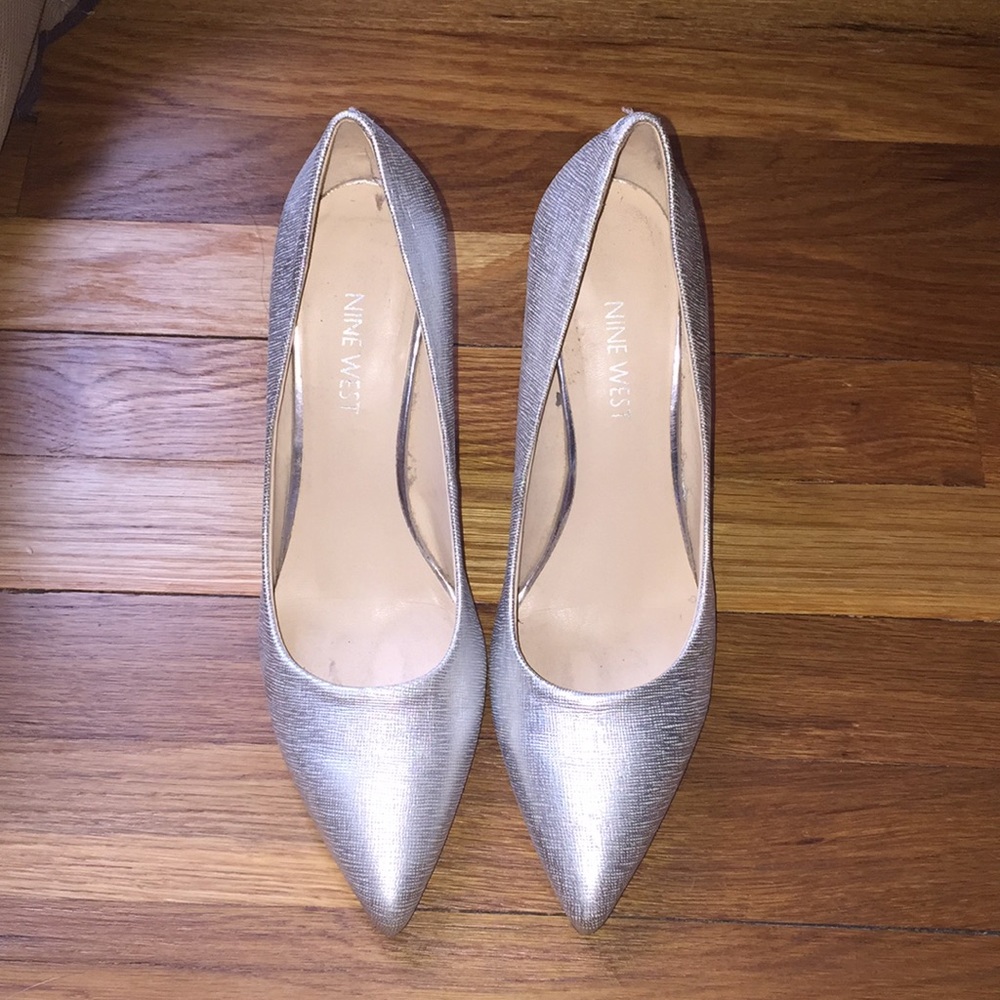 Nine West silver heels
